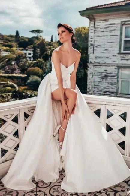 Designer A-line Satin Sleeveless Wedding Dresses With Lace (ZD14496) - View 2 | VelvetHem