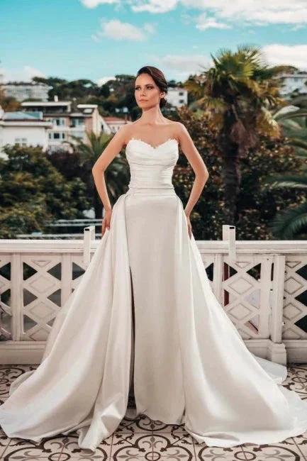Designer A-line Satin Sleeveless Wedding Dresses With Lace (ZD14496)