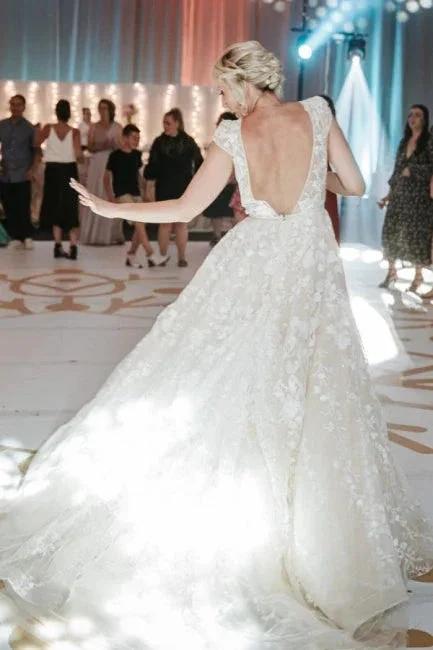 Designer A-Line V-neck Sleeveless Wedding Dresses With Lace (ZD14614) - View 4 | VelvetHem