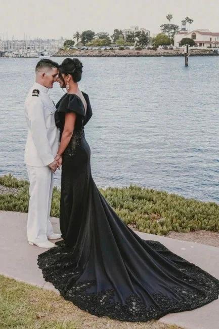 Designer jewel sleeveless mermaid satin split Wedding dresses with lace (ZD14852)