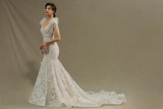 Designer wedding dresses mermaid | Lace wedding dresses online (ZD13788)