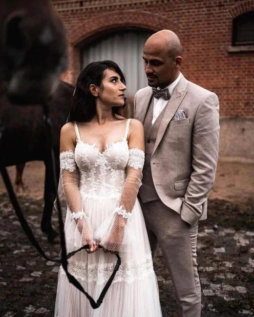 Designer Wedding Dresses With Lace | Sheath dresses wedding dresses (ZD13911)