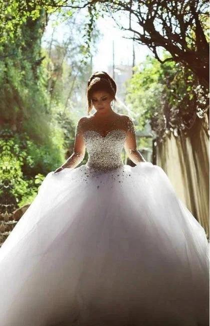Designer Wedding Dresses With Sleeves | Luxury wedding dresses princess (ZD16607)