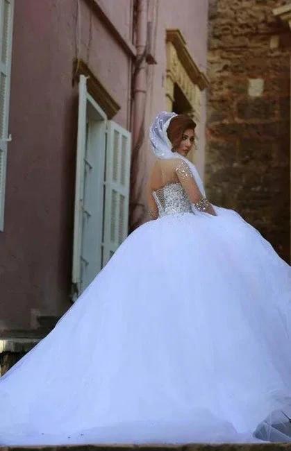 Designer Wedding Dresses With Sleeves | Luxury wedding dresses princess (ZD16607)