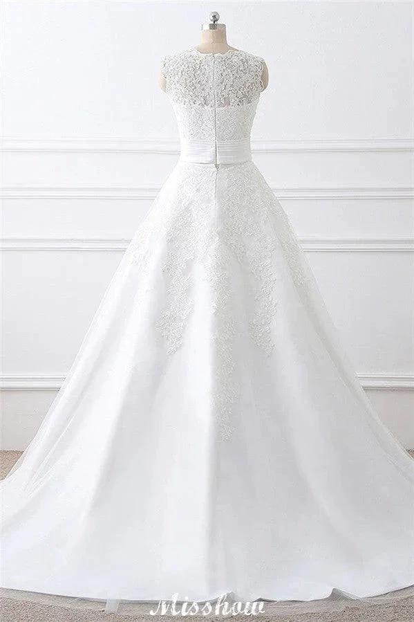 Detachable Skirt Sheath Scoop Lace Wedding Dresses (ZD13943)