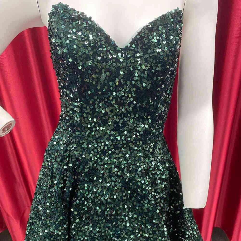 Sweetheart Dark Green Sequins A-Line Homecoming Dress (ZD12396)