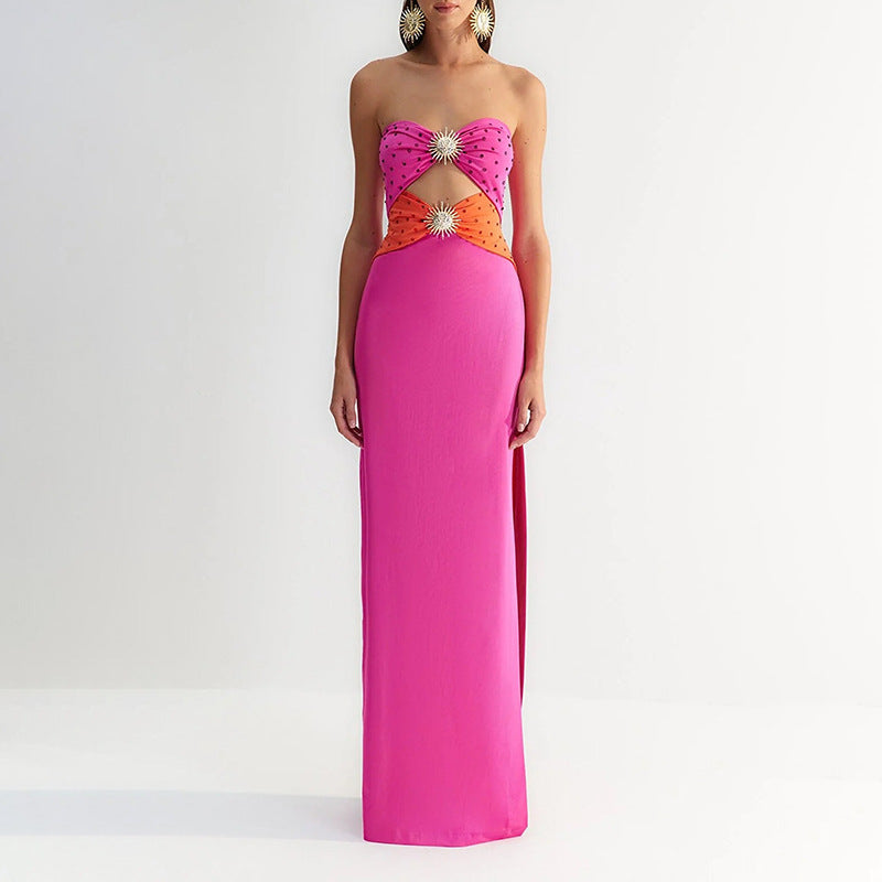 Sexy Cutout Strapless Sunflower Prom Dress - VelvetHem