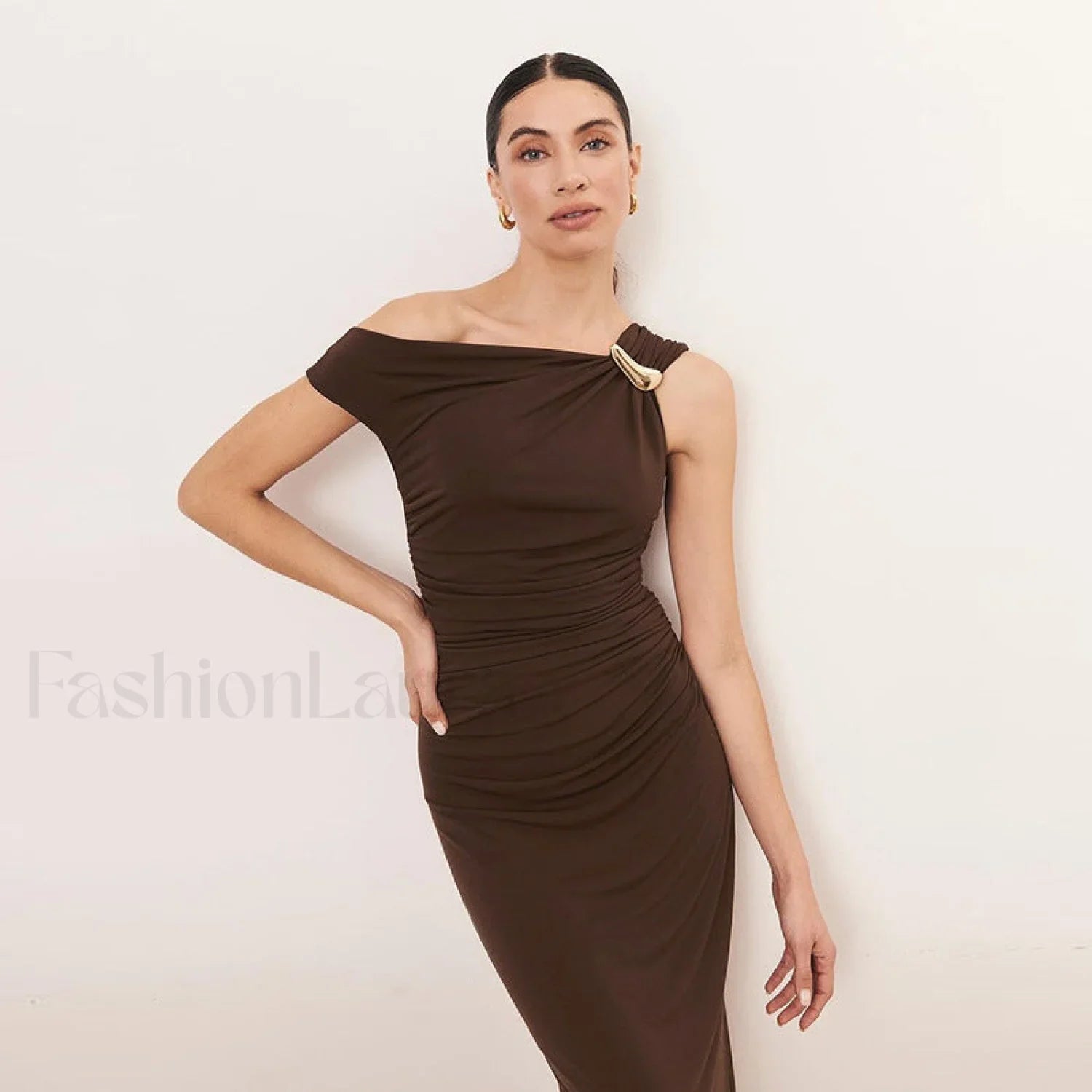 Diagonal Collar High Dress with Minimalist Everyday Styling