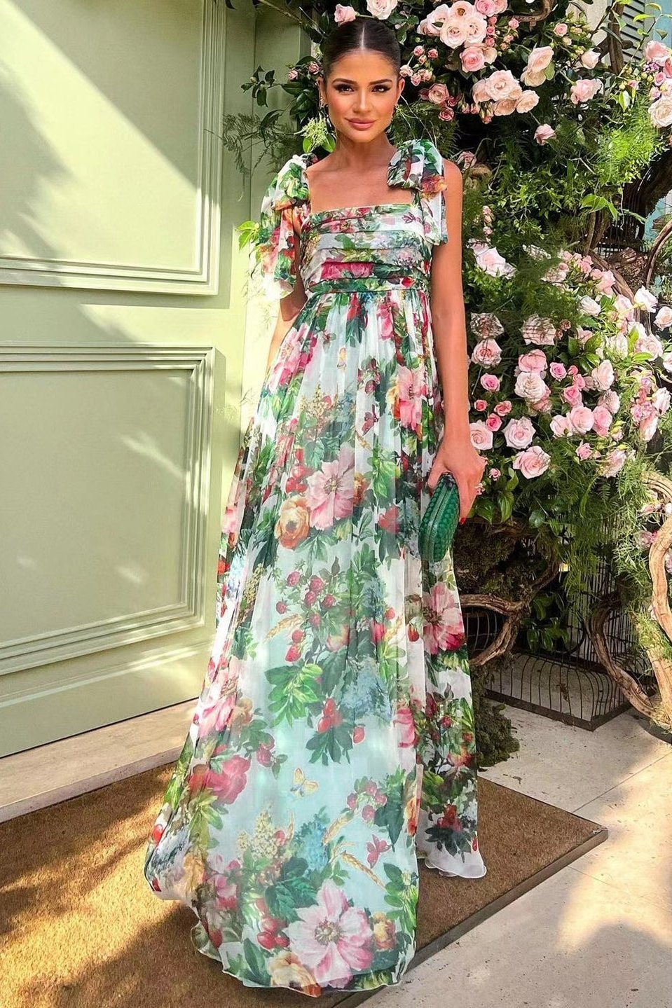 Ingrid Boutique Printed Maxi Dress with Straps Collection