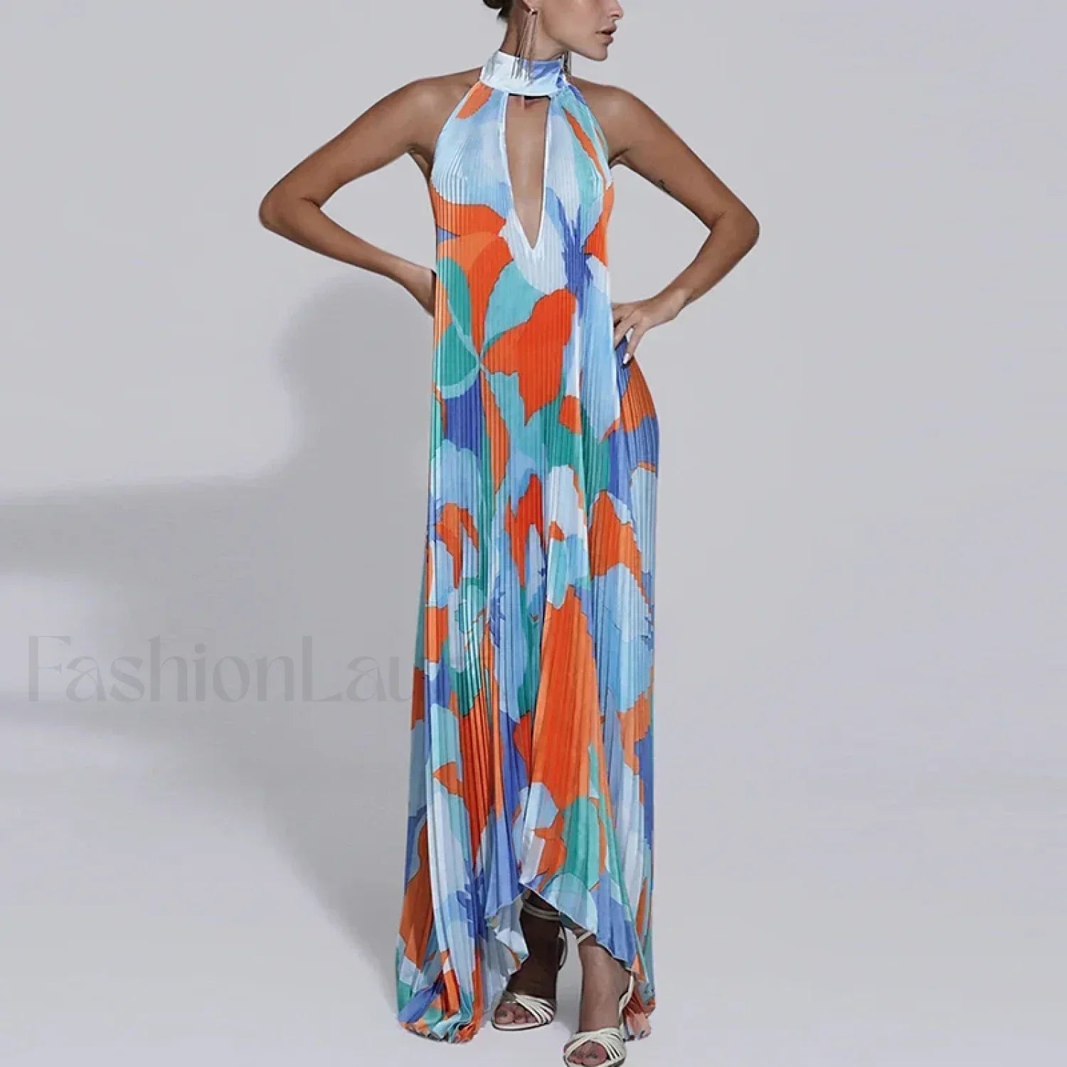 Draped Ethnic Hem Printed Maxi Dress
