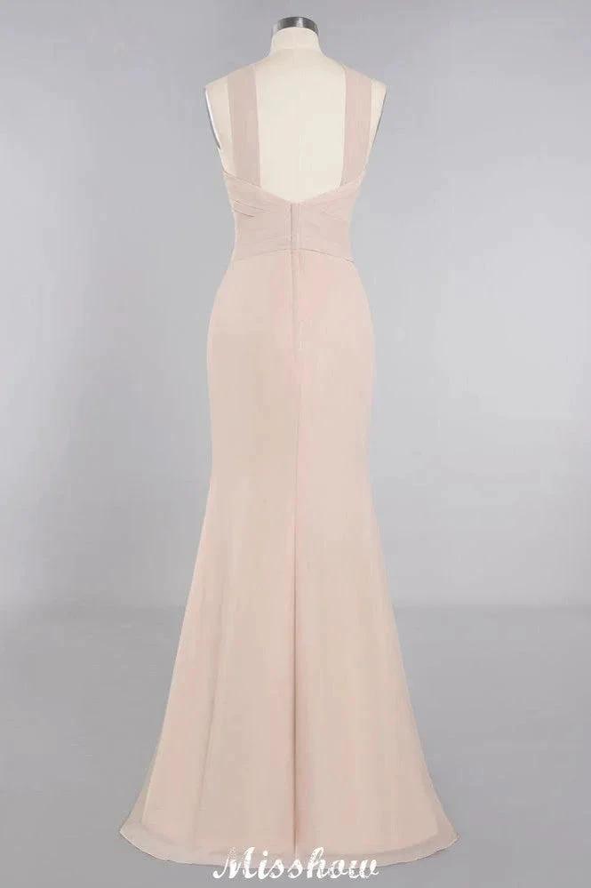 Dreamful Halter Slim Mermaid Bridesmaid Dress Floor Length Party Dress (ZD12891)