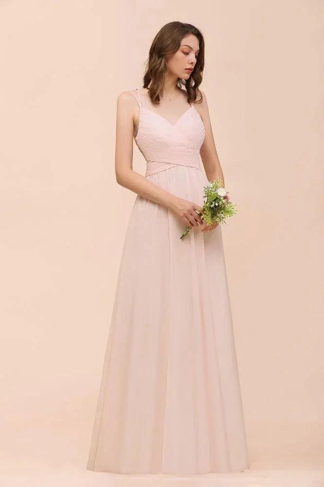 Dusty Pink Sleeveless A-line Wedding Guest Dress Beach Bridesmaid Dress (ZD13020)