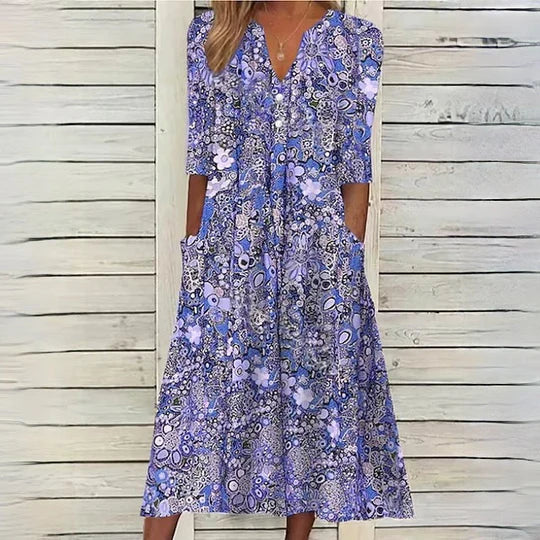 Natividad Effortless Hannah Floral Midi Dress Evening Wear Edit
