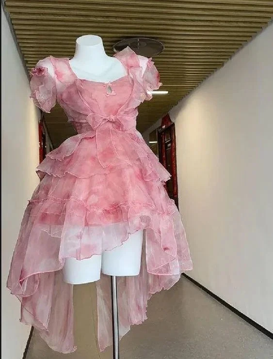 Cute Pink Tulle Layered Homecoming Dress Party Dress Y7663 by simplepromdress