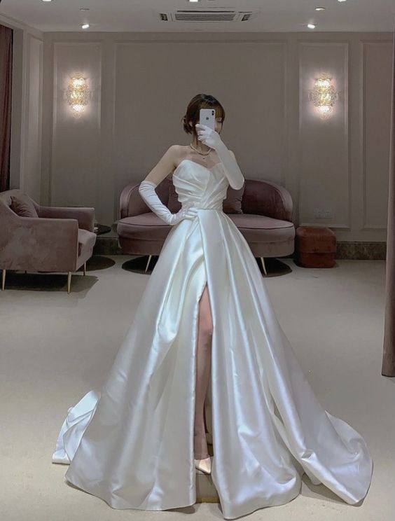 Simple Wedding Dress, White Prom Dress