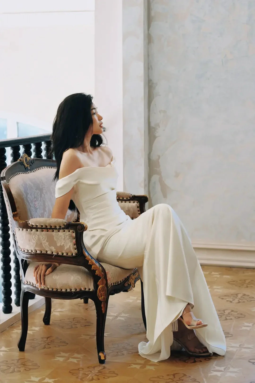 Charming Off Thes Satin Mermaid Evening Dress,White Prom Dress Wedding Dress (ZD13751)