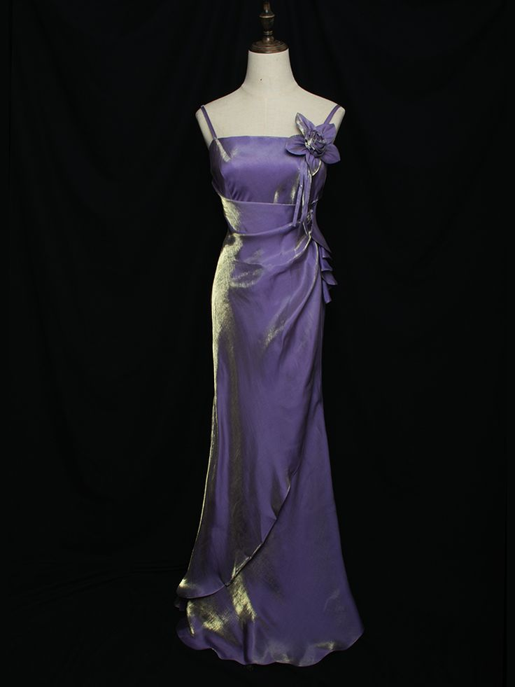 Purple Vintage Floral Embellished Party Gown Formal Prom Dress Evening Dress