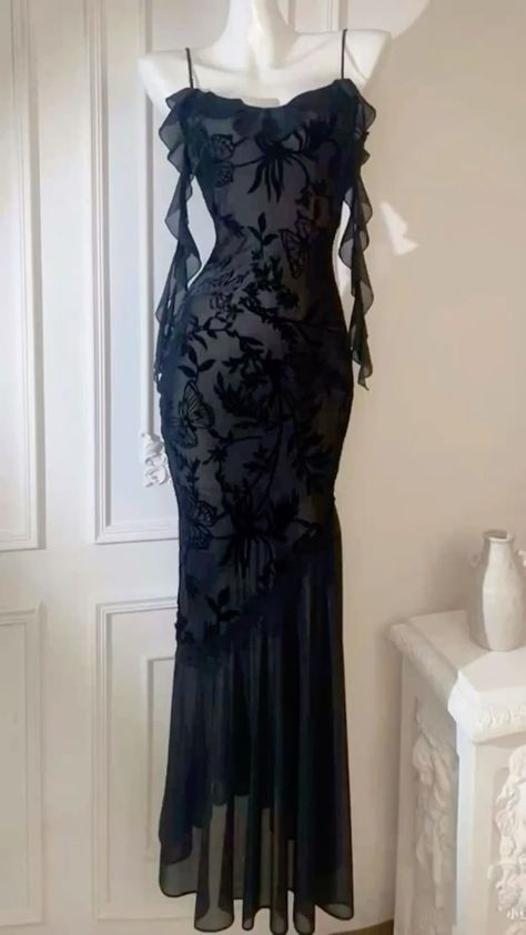 Sexy Mermaid Long Prom Dress Black Evening Party Dress
