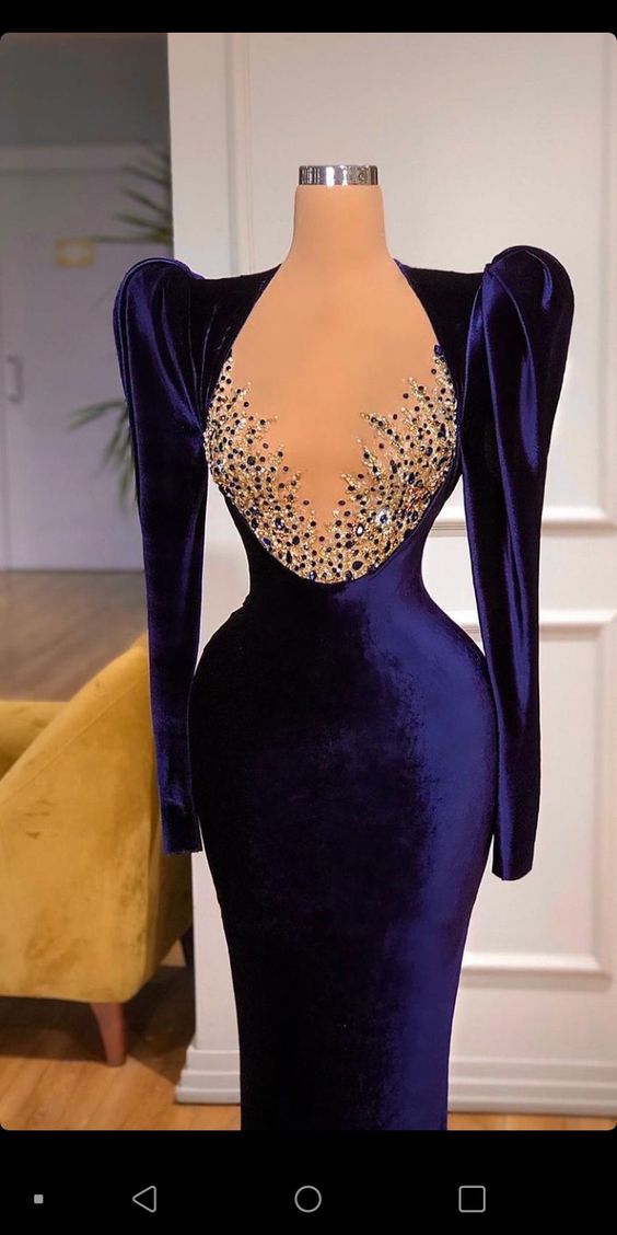 Glamorous Purple Long Sleeves Velvet Evening Dress , Pageant Dress Y747 - View 2 | VelvetHem