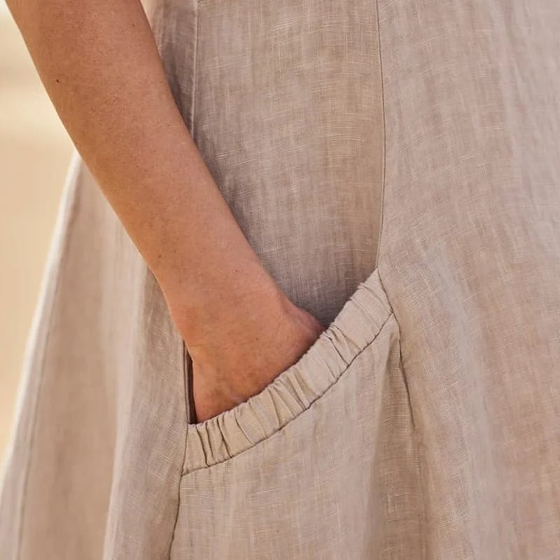 Teresa Aesthetic Sleeveless Dress with Pockets Made of Cotton and for Women Elevated Occasion Wear