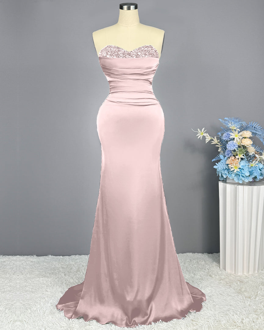 Sleeveless Mermaid Long Prom Gown with Sequined Sweetheart - View 6 | VelvetHem