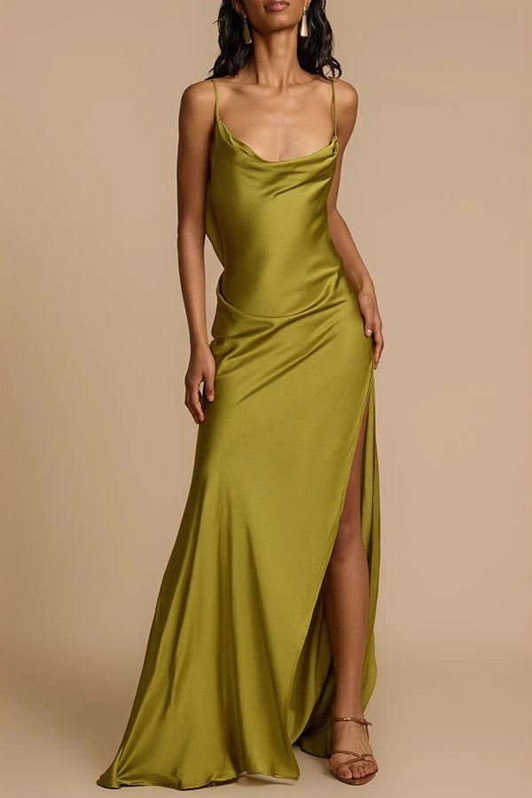 Cami Split Silk Dress - View 2 | VelvetHem