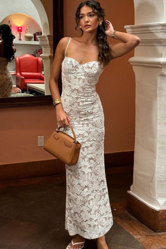 Elegant Lace Patchwork Cami Maxi Lace Dress - View 5 | VelvetHem