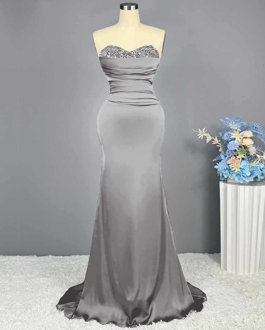 Sleeveless Mermaid Long Prom Gown with Sequined Sweetheart - View 11 | VelvetHem
