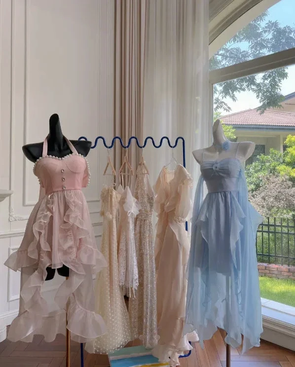 Simple Blue Spaghetti Straps Chiffon Homecoming Dress Party Dress (ZD12189)