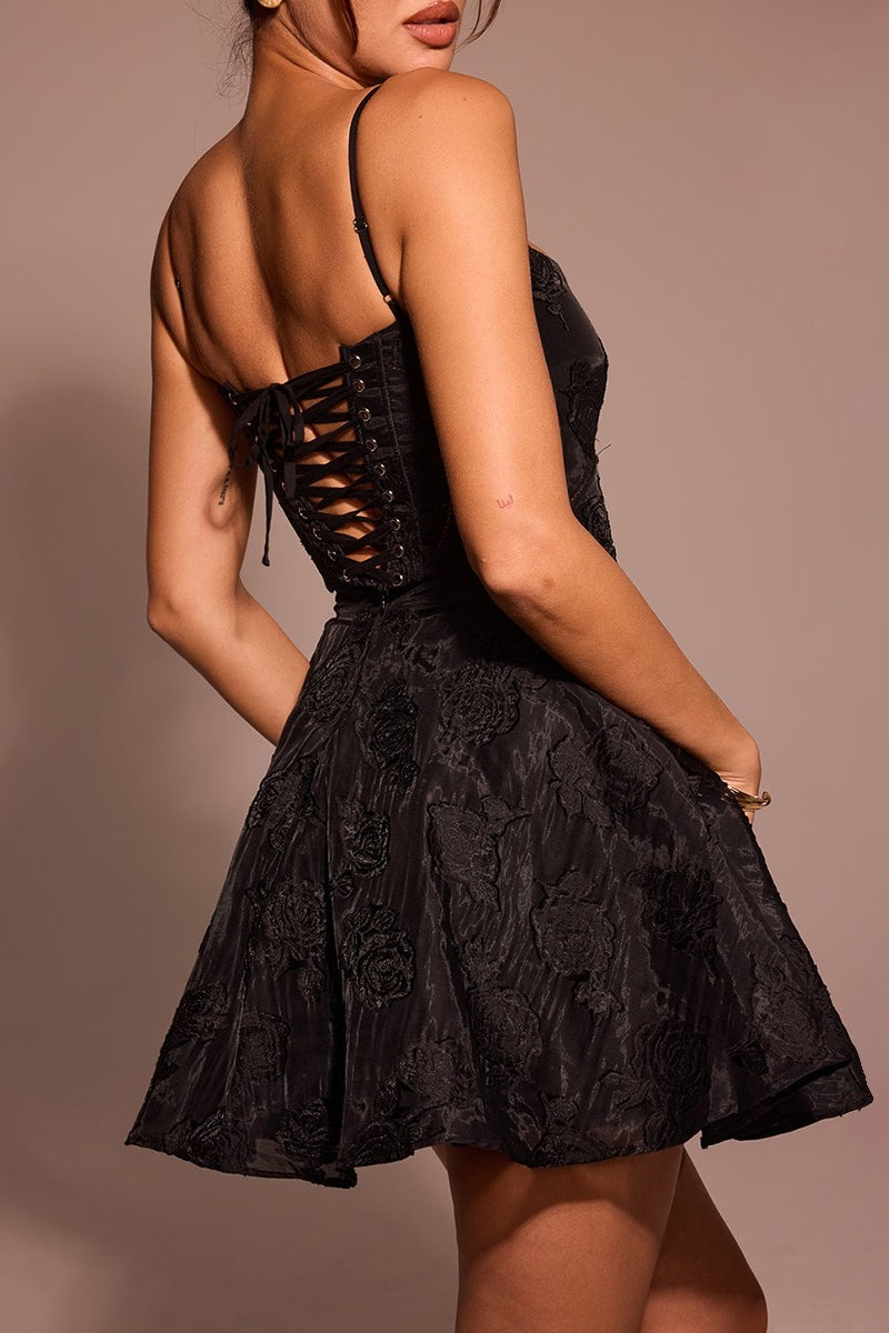 Lace V-Neck Slip Party Dress - View 9 | VelvetHem