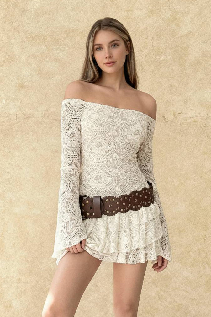 Elegant Boho Bell Sleeve Lace Dress
