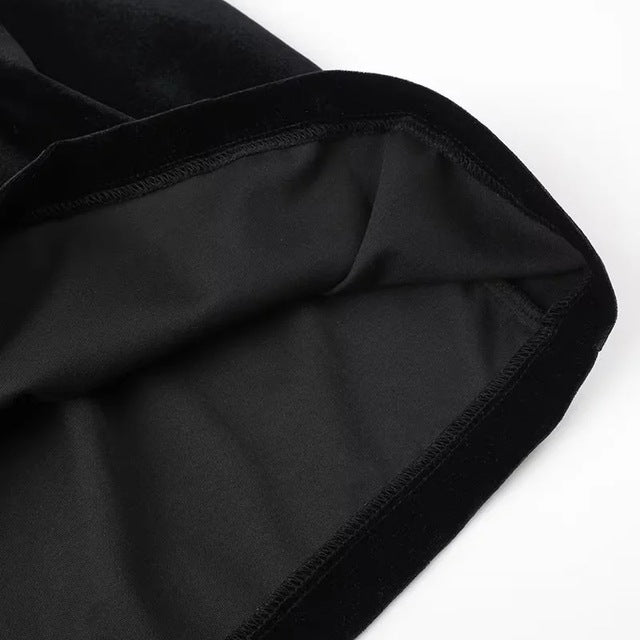 TARUXY Bead Drill Velveteen Dress For Women Long Sleeve Slim Black Formal Dress Female Party Elegant Retro Evening Dresses Femme - View 5 | VelvetHem