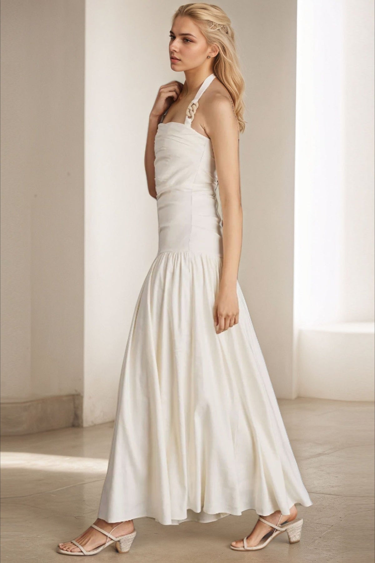 Halter Backless Maxi Work Dress - View 2 | VelvetHem
