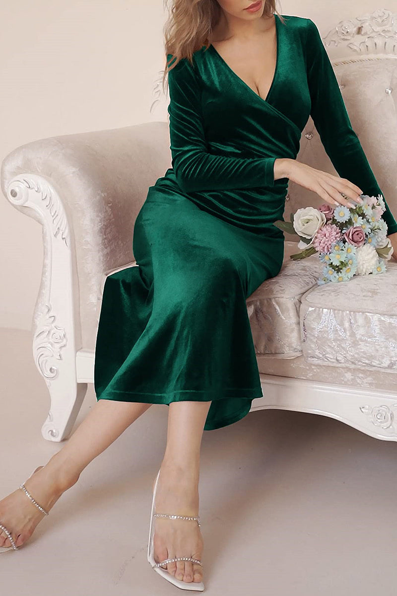 Sweet Elegant Solid V Neck Evening Dress Dresses(4 Colors) - View 4 | VelvetHem