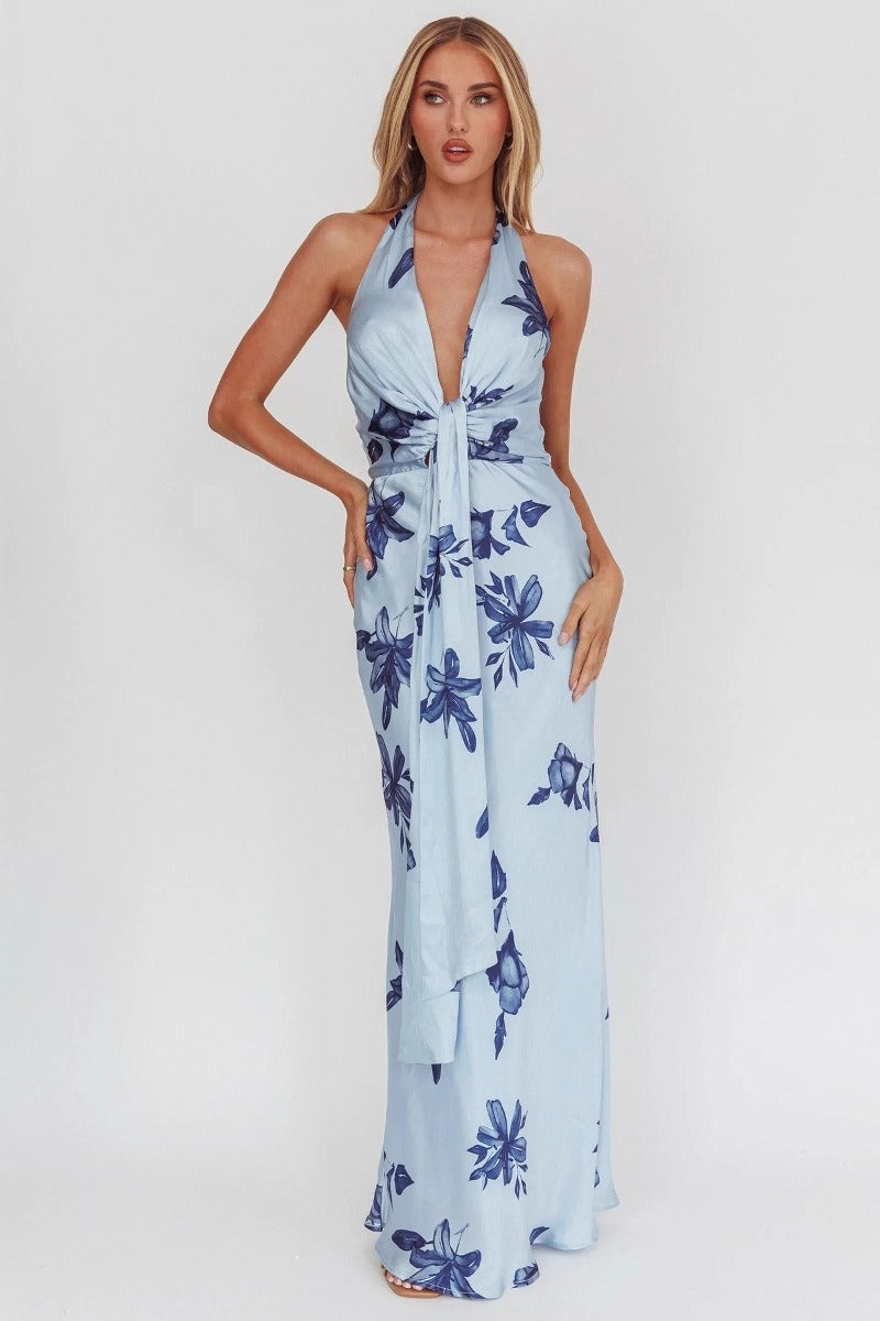 Sleeveless Bodycon Maxi Flower Dress