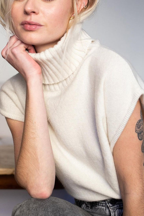 Turtleneck Sleeveless Top Fashion Casual Sweater