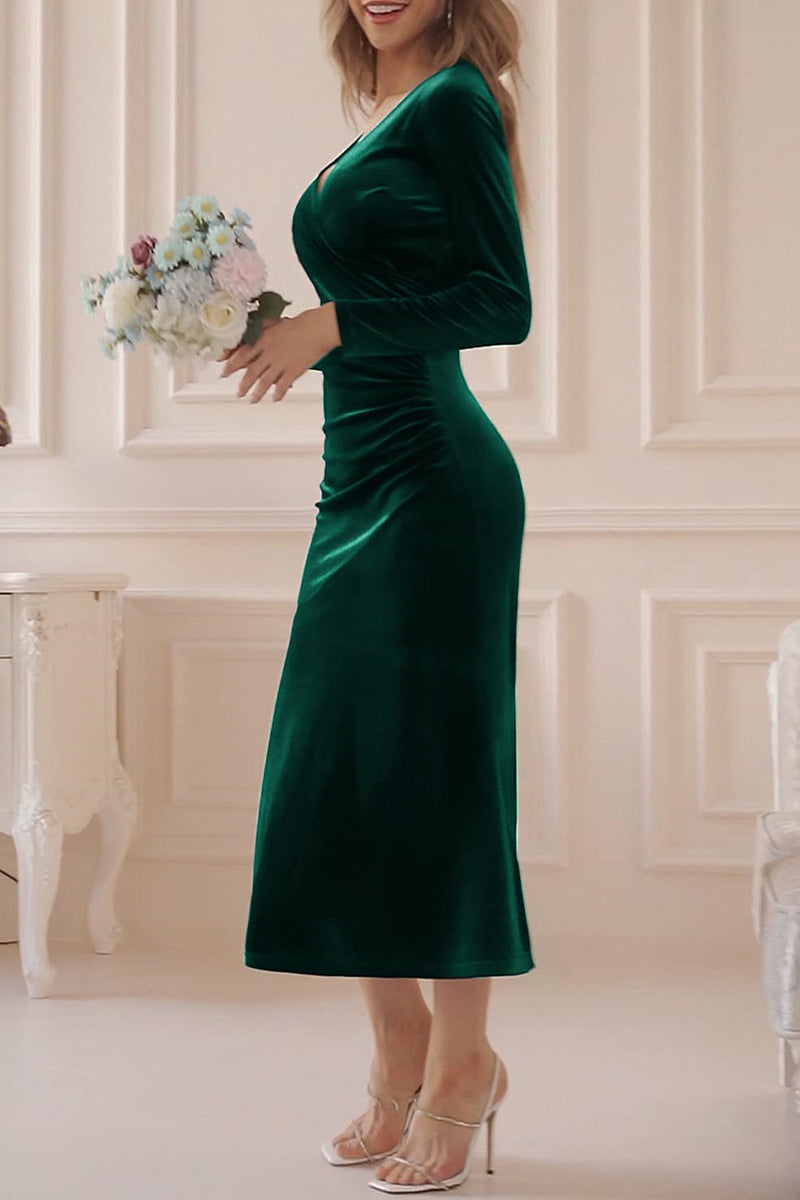 Sweet Elegant Solid V Neck Evening Dress Dresses(4 Colors) - View 5 | VelvetHem