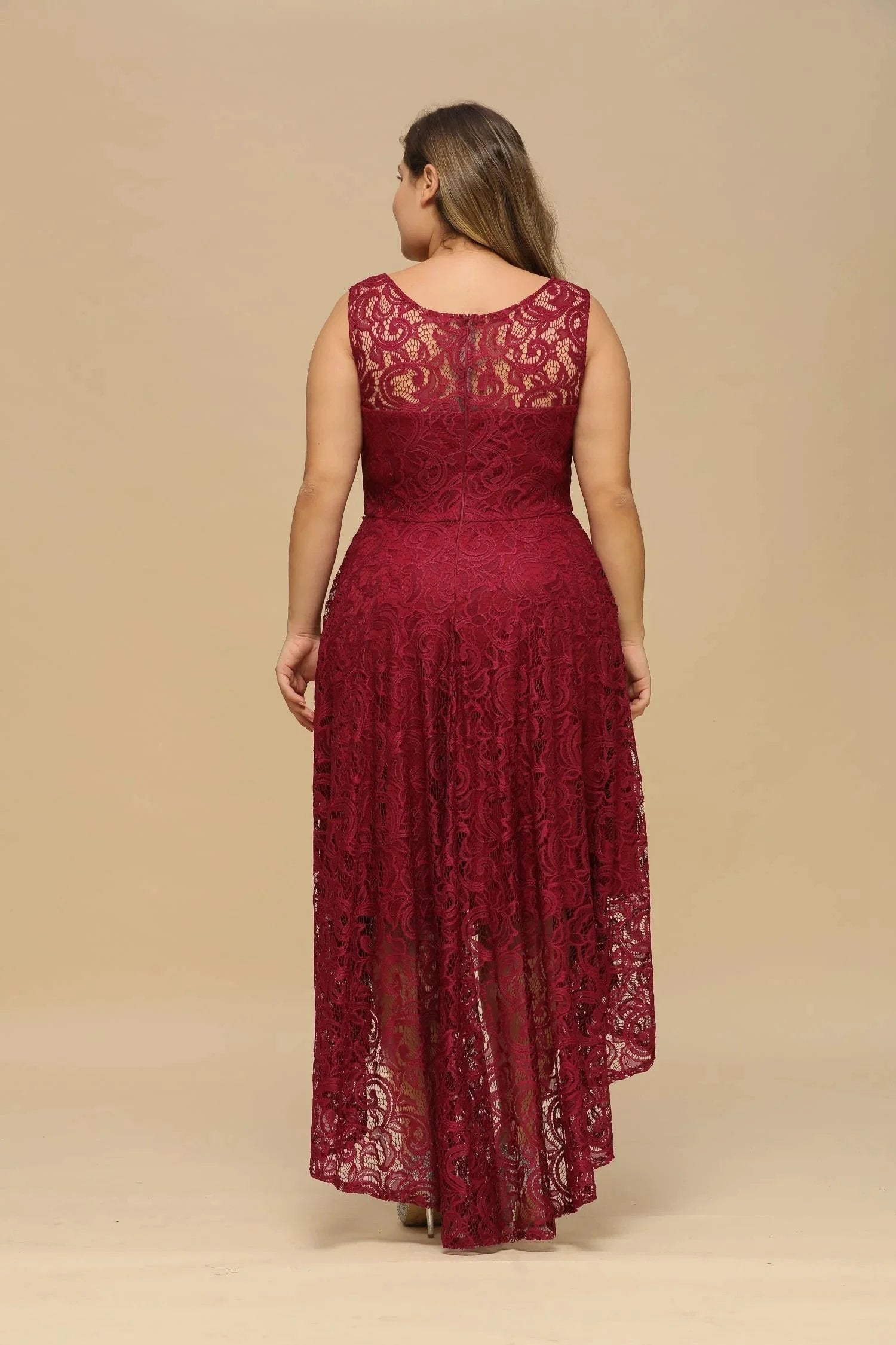Elegant A-Line Scoop Sleeveless Lace Bridesmaid Dress (ZD12861)