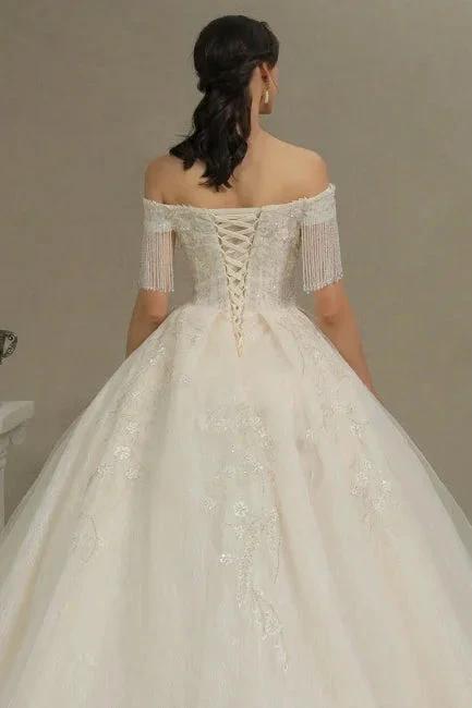 Elegant A-line wedding dresses | Wedding dresses with sleeves (ZD13778)