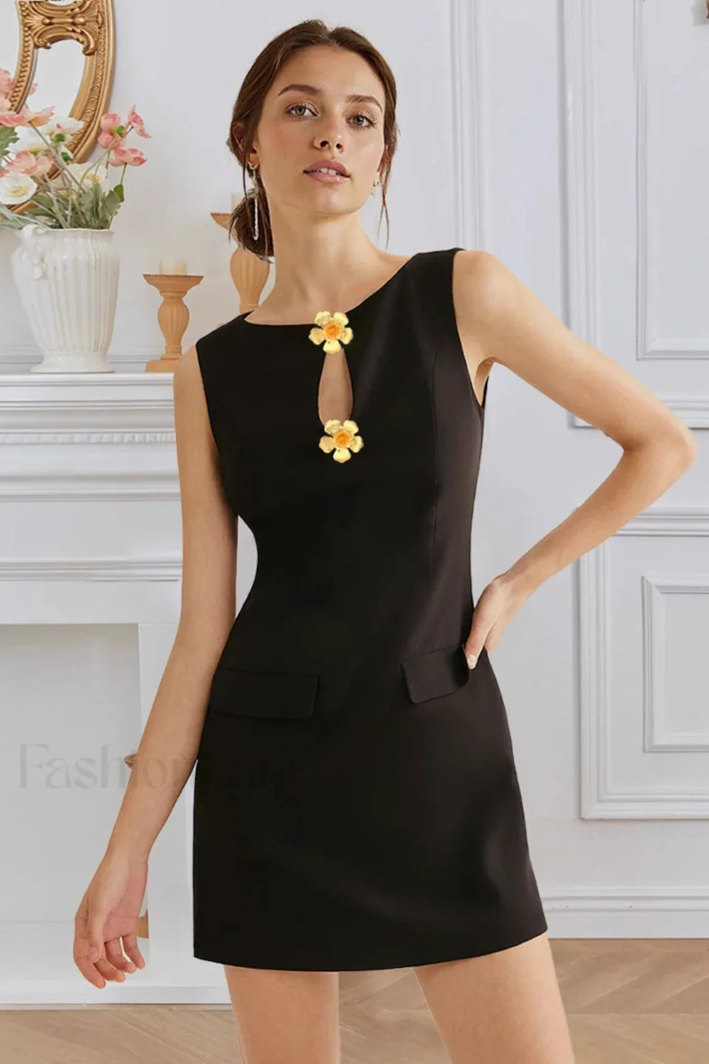 Elegant Button Front Dress with Relaxed Fit and Comfort Fit Design