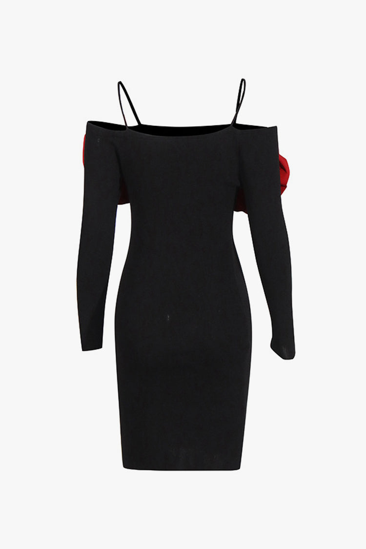 Rosedress Elegant Cold Shoulder Crystal Mini Party Dress - Fashionpara