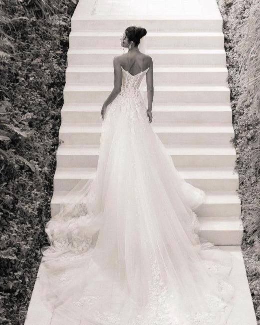 Elegant Designer Appliques A-line Wedding Dresses With Lace (ZD14706) - View 2 | VelvetHem