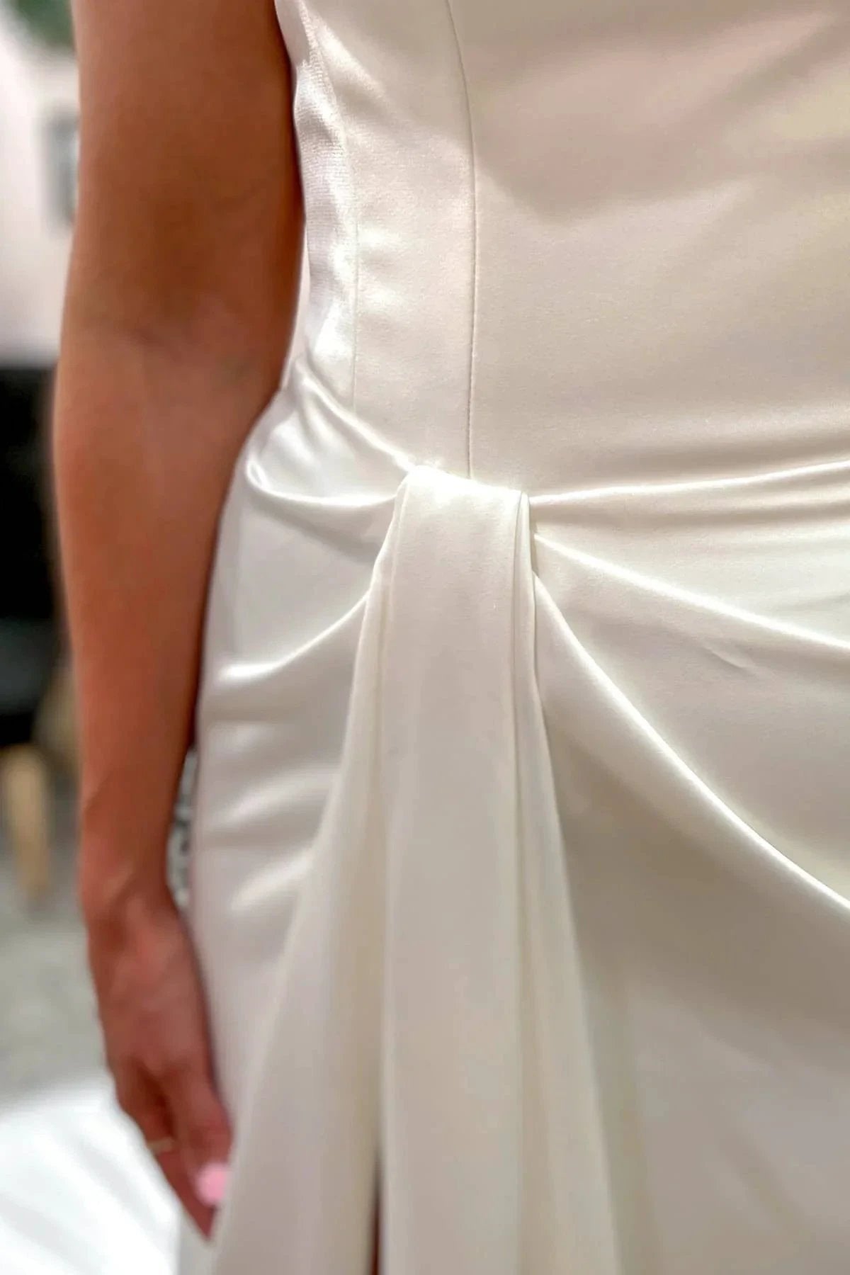 Elegant Long Mermaid Sweetheart Backless Satin Wedding Dress with Split (ZD14301)