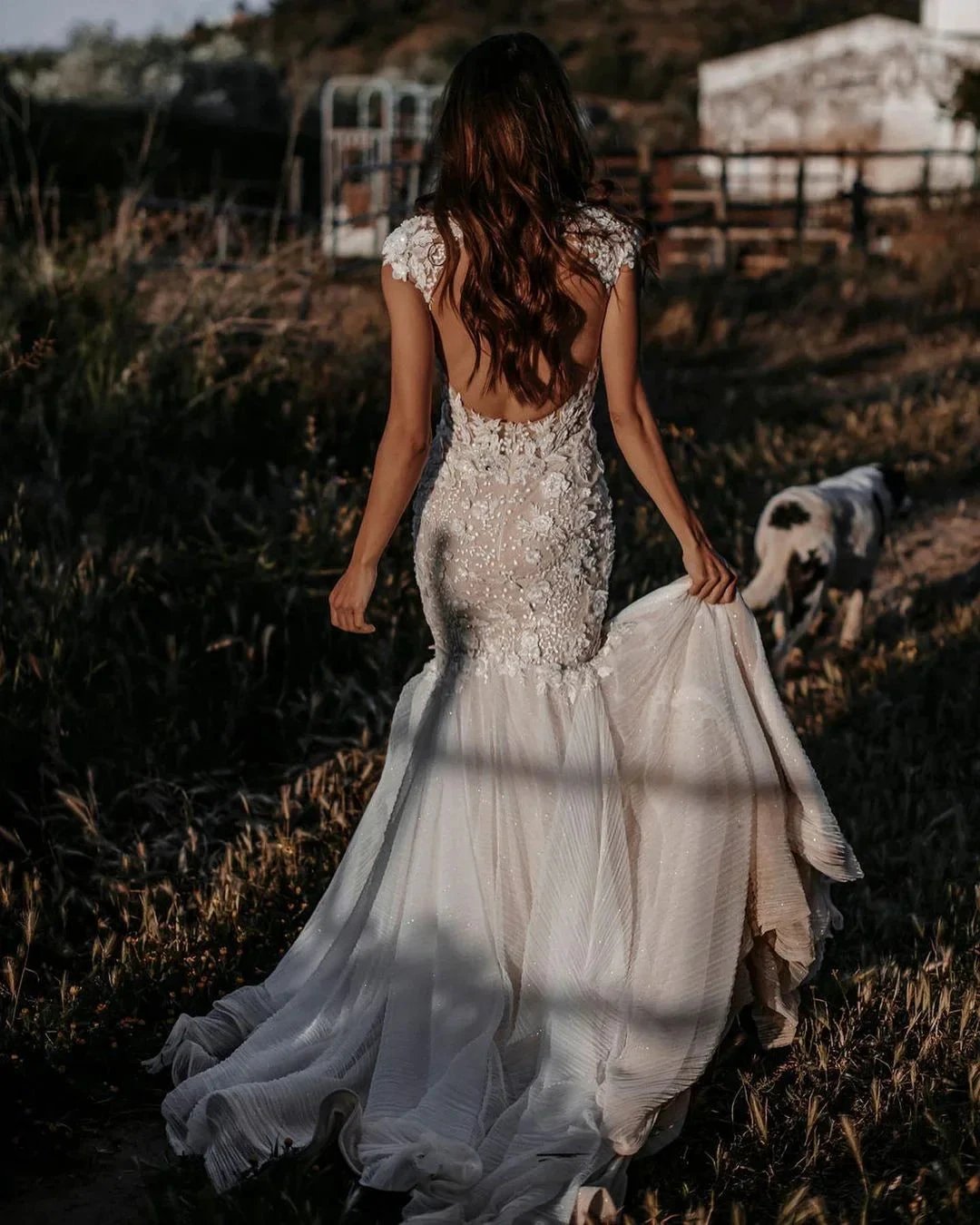Elegant Long Mermaid Sweetheart Tulle Lace Backless Wedding Dress (ZD16685)