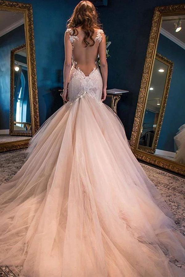Elegant Mermaid Sweetheart Watteau Train Wedding Dresses (ZD16379)