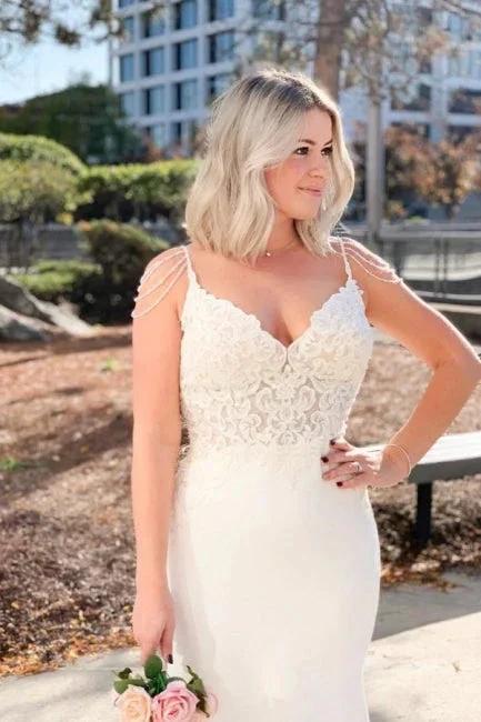 Elegant Simple Mermaid Wedding Dresses with Lace (ZD16573)