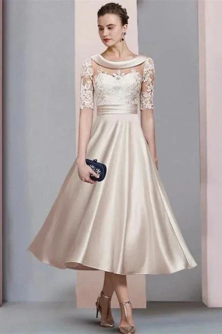 Elegant Simple Short Lace Wedding dresses with 3/4 sleeves (ZD16520)