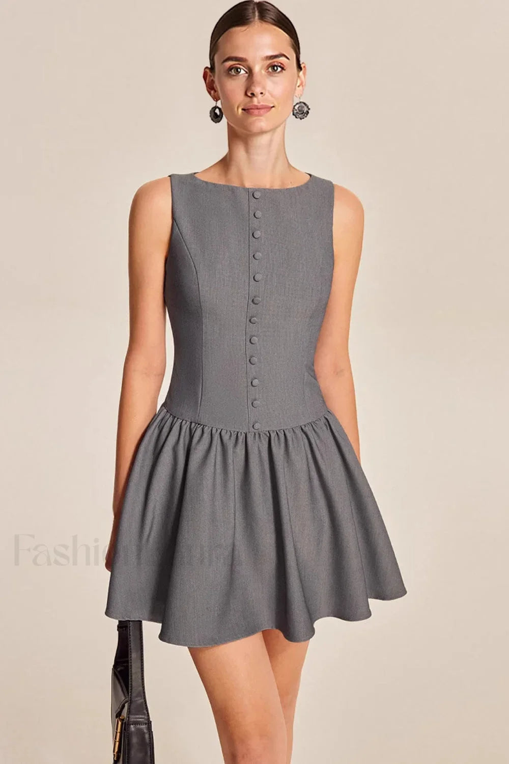 Elegant Sleeveless Ruffled A-Line Work Dress