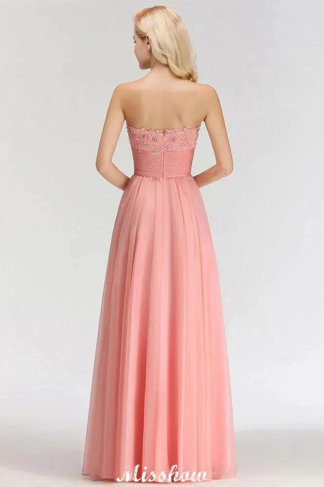 Elegant Sweetheart A-Line Appliques Bridesmaid Dresses Ruffle Chiffon (ZD12925)