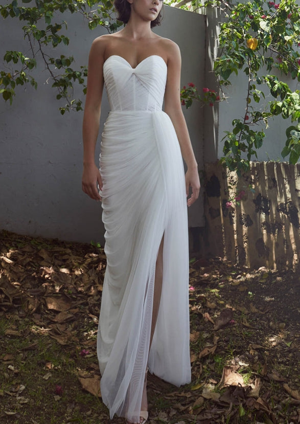 Elegant Sweetheart Tulle Wedding Dresses Split Front